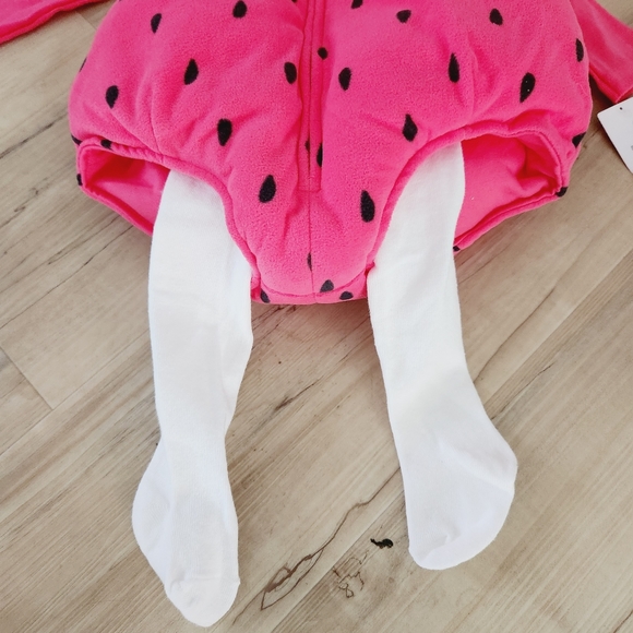 Carter's Baby Strawberry Halloween Costume 6/9 12 Month Tights Fruit Warm Fleece - Picture 4 of 5